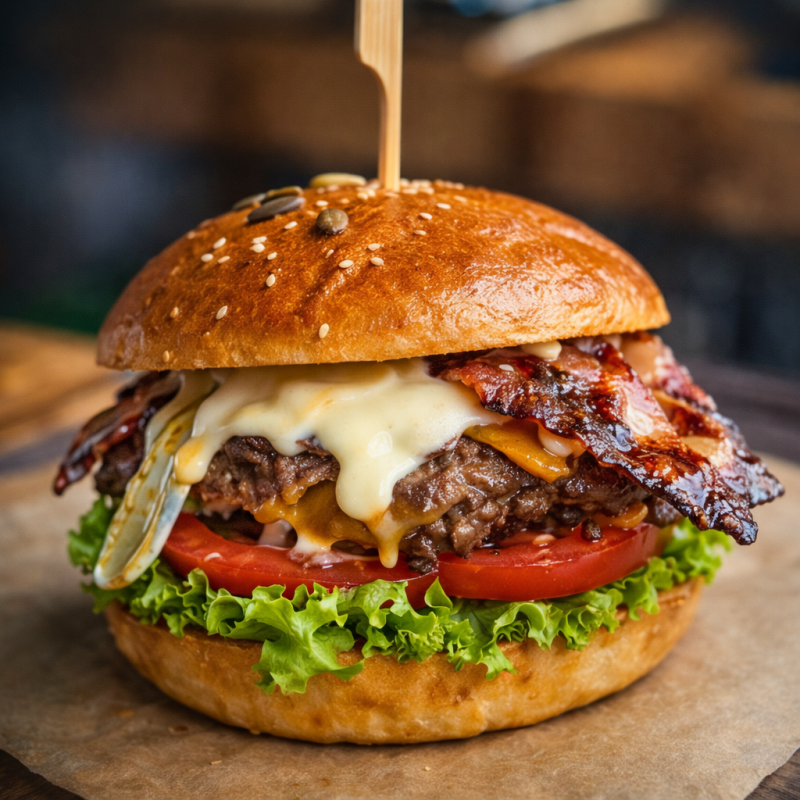 ALL DOUBLE SMASHED BURGER CU CARTOFI PROASPETI PRAJITI (NECONGELATI)