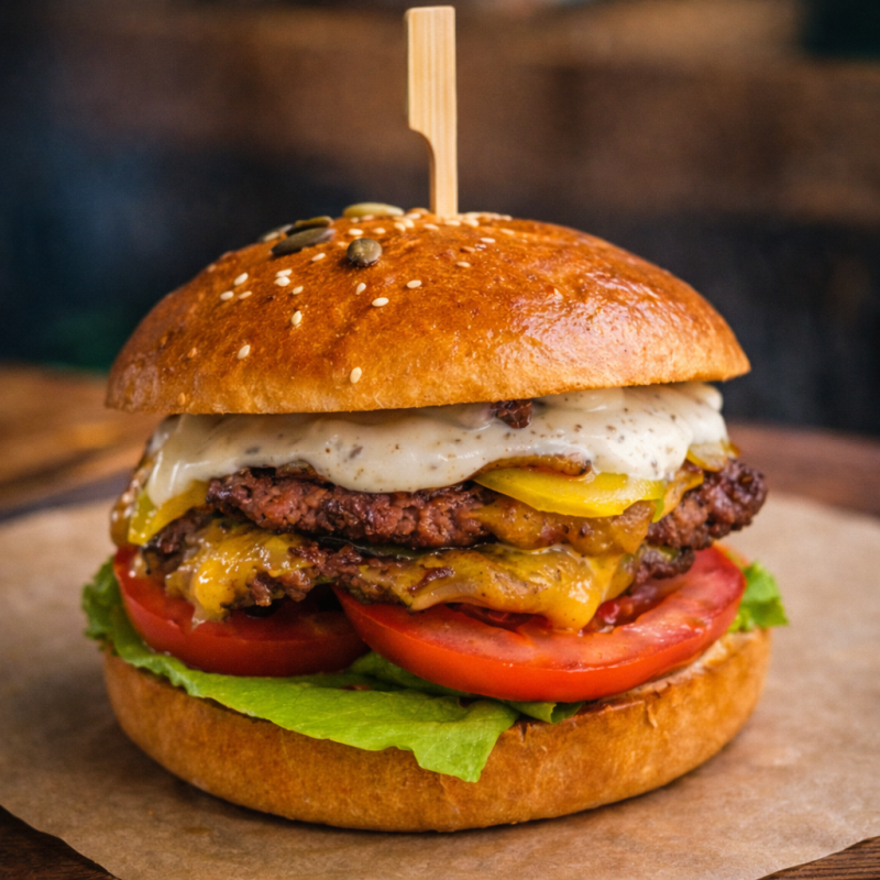 TRUFFLE SMASHED BURGER CU CARTOFI PROASPETI PRAJITI (NECONGELATI)