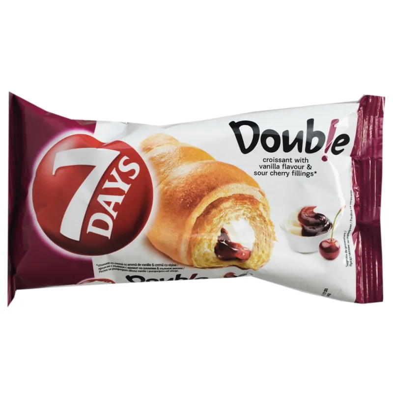 7DAYS CROISSANT CR CU AR VANILIE SI CR VISINE 80G