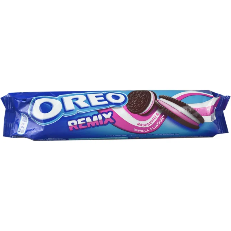 BISCUITI OREO REMIX CR.CU AR. DE ZMEURA SI VANILIE 157G