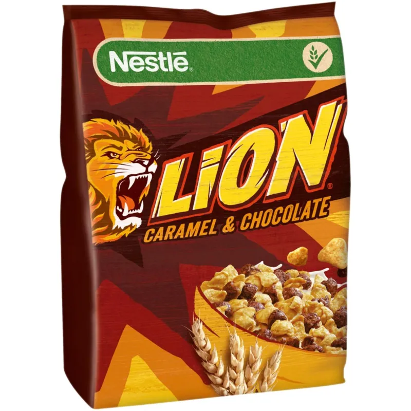 CEREALE LION  CU PASTA CARAMEL SI CIOCO250G