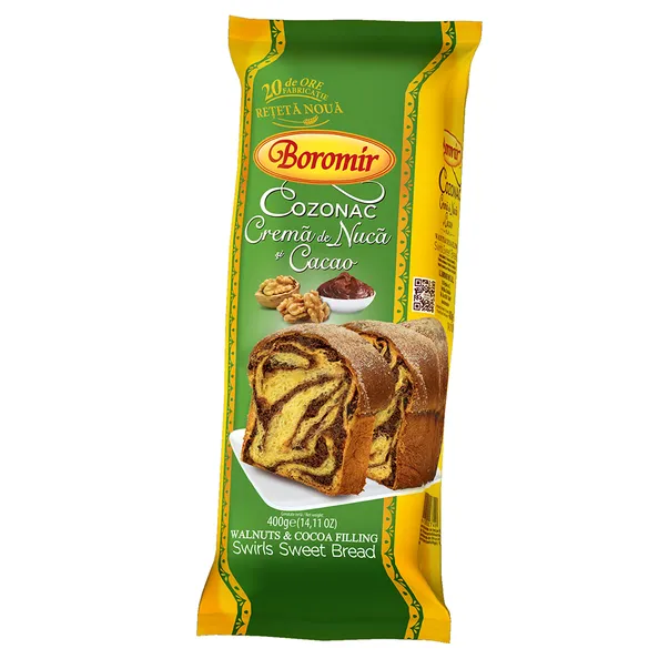 COZONAC CU CR DE NUCA SI CACAO BOROMIR 450G