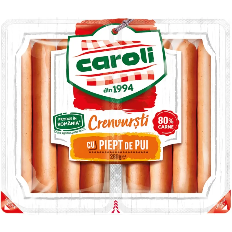 CRENVURSTI CU PIEPT DE PUI 450G CAROLI