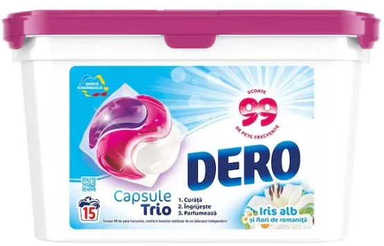 DETERGENT DERO TRIO CAPS IRIS ALB  18 CAP