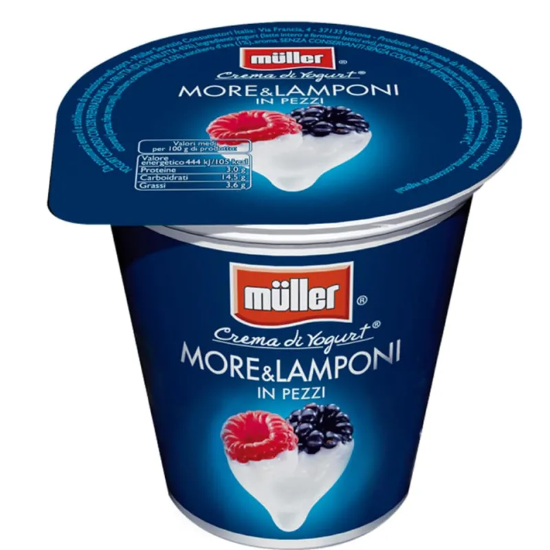IAURT CU MURE SI ZMEURA CREMOS MULLER 500G