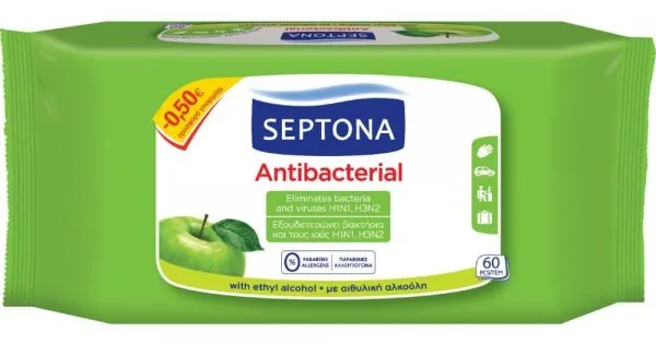 SERVETELE UMEDE ANTIBACTERIENE MAR VERDE SEPTONA 15 BUC