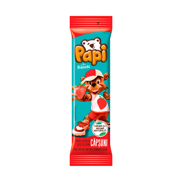 BATON DE CIOCOLATA PAPI CU UMPL. DE CAPSUNI 26.8 G