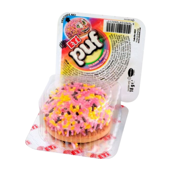BISCUITI CU BEZEA SI GRANULE COLOR ETI PUF 18GR
