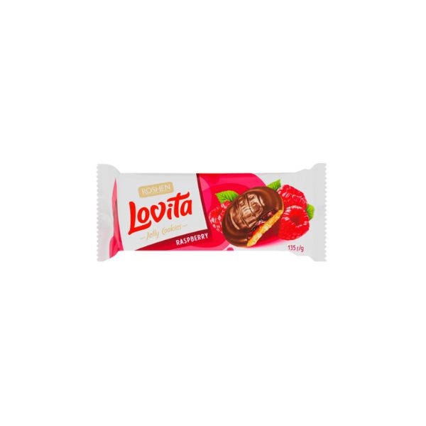 BISCUITI JELLY CU AR ZMEURA LOVITA 135GR