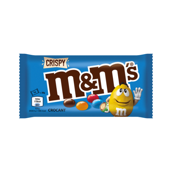 BOMBOANE M&M'S CRISPY OREZ CROC. IN CIOC CU LAPTE CU GLAZ. COLOR 36G