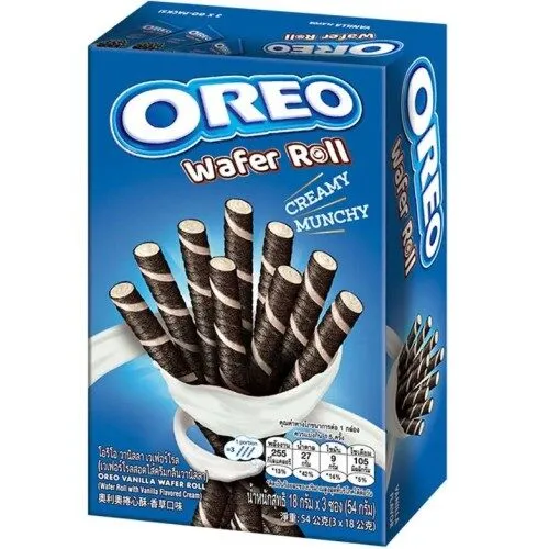 WAFER ROLL OREO NAPOLITANA DE CACAO CU UMPL. CU AR. DE VANILIE 54 GR
