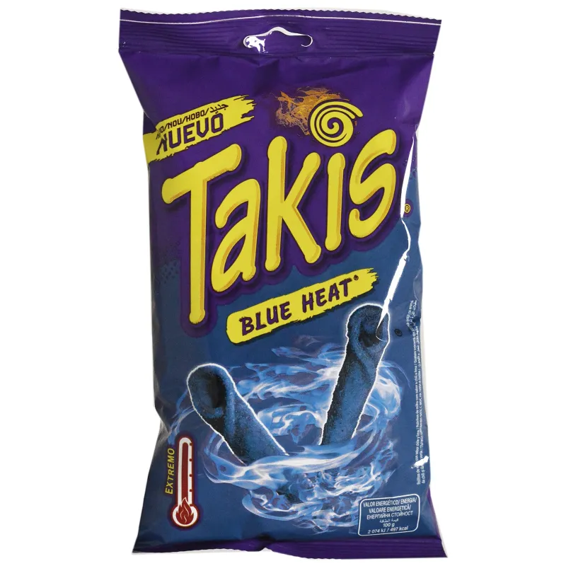 CHIPS TAKIS BLUE HEAT CU AR.DE CHILI SI LAMAIE VERDE 90G