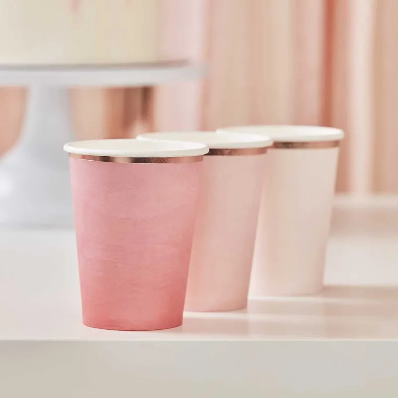 PAHARE CARTON ROZ TAVEL 250ML 10/SET