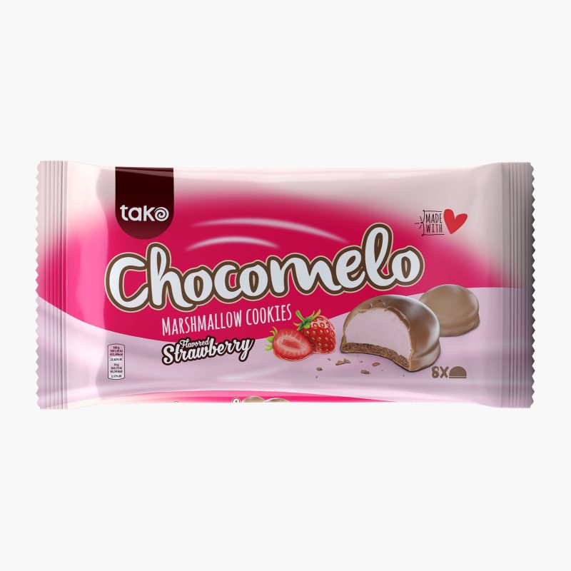 PRAJITURA CU GLAZ CACAO SI AR CAPSUNI 100G