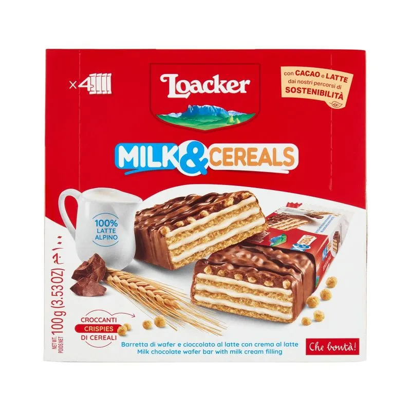 NAPOLITANE LOACKER CU UMPL CR LAPTE SI CEREALE 4*25G