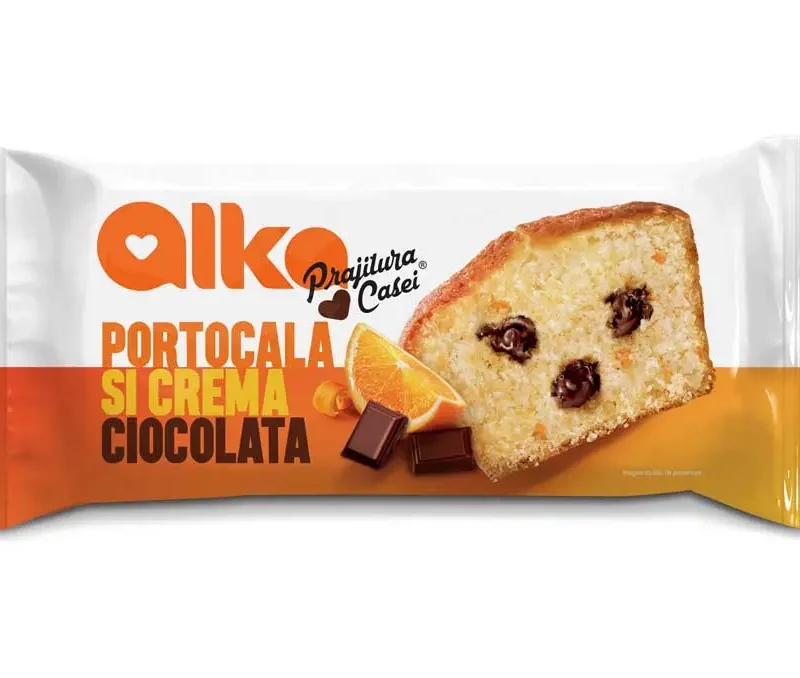 PRAJITURA CASEI CU PORTOCALE SI FULGI CIOCO ALKA 330G