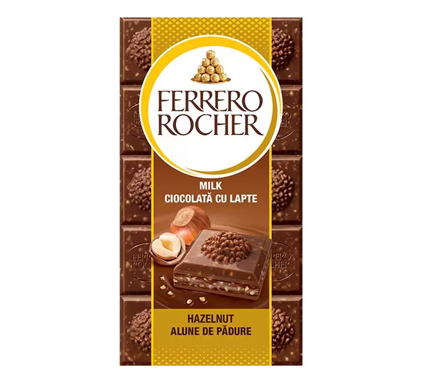 CIOCOLATA FERERRO CU LAPTE UMPL.CU CR.DE ALUNE DE PADURE 90GR